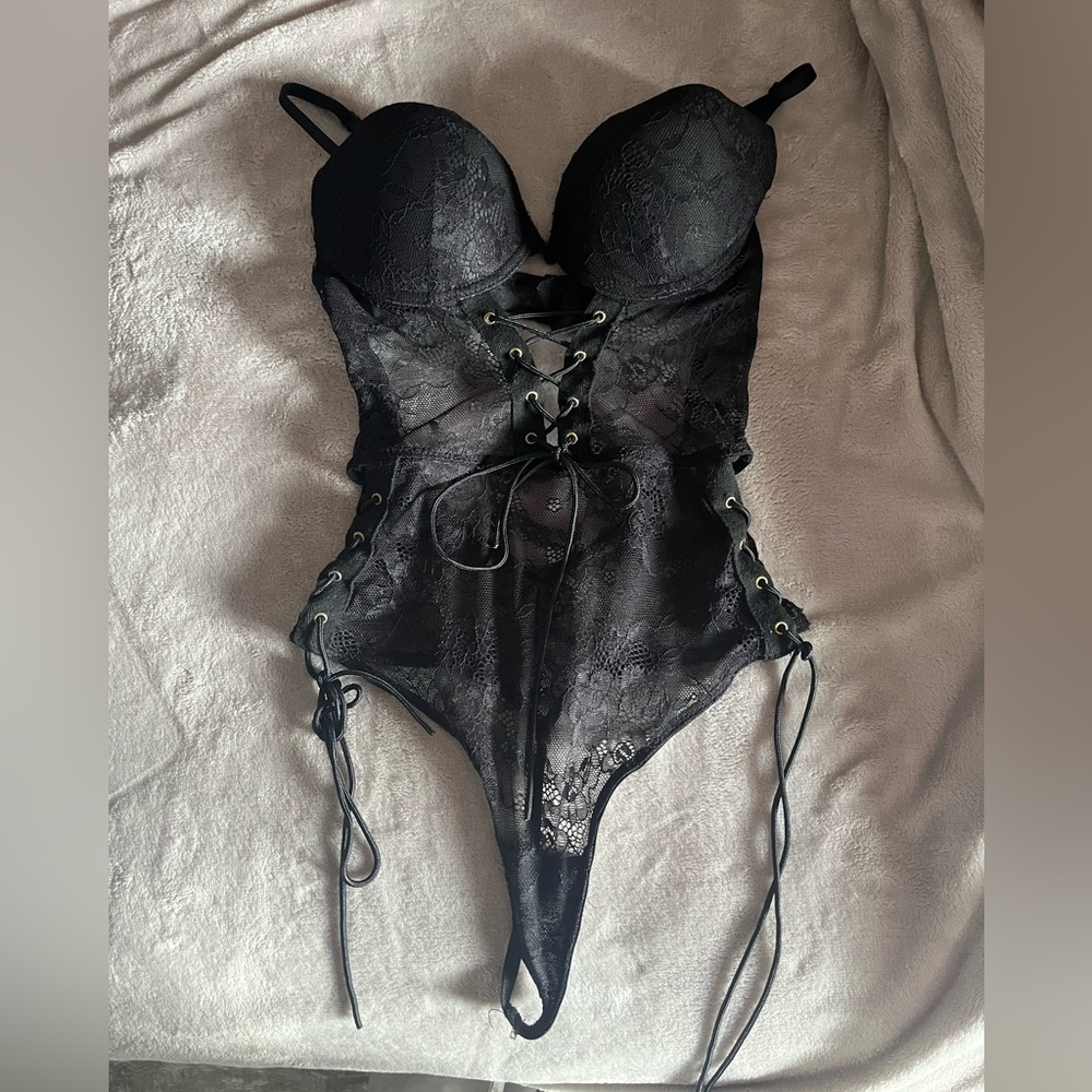 Spencer’s Black Lace bodysuit.